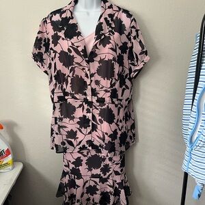 Sag Harbor XL Pink/Blue Floral Skirt Set